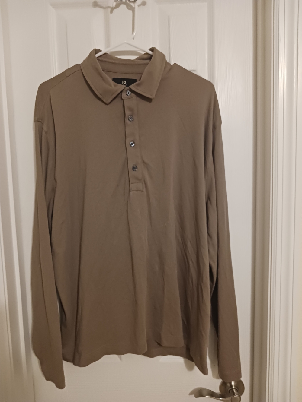 Banana Republic Men's Luxury- Touch Long-Sleeve Polo Mocha Chi XL